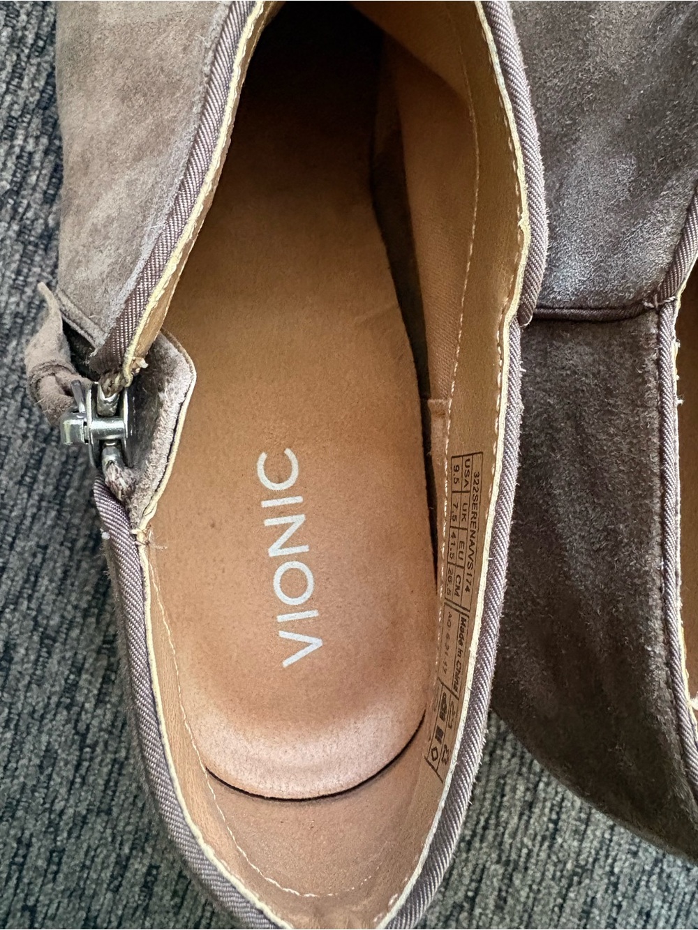 Vionic Serena Suede Ankle Boot Booties In Taupe Women’s 9.5 - Picture 9 of 11